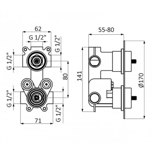 GRB 75120750 Aura chromowana termostatyczna bateria podtynkowa dwudrożna