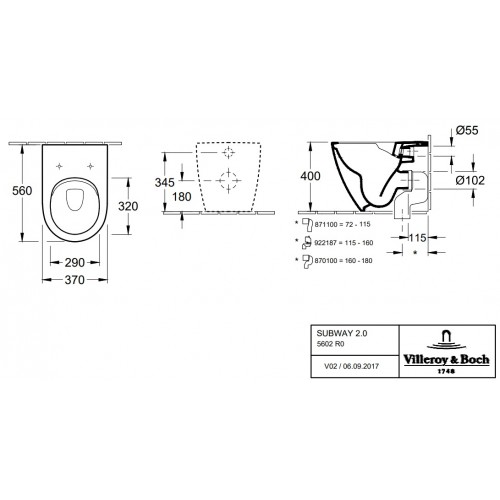 Villeroy & Boch 5602R0R1 Subway 2.0 miska WC stojąca bezkołnierzowa 37X56 cm Weiss Alpin Ceramic Plus