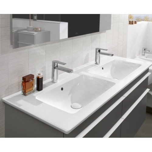 Villeroy & Boch 4111DL01 Venticello umywalka meblowa prostokątna podwójna z przelewem 130x50 cm Weiss Alpin