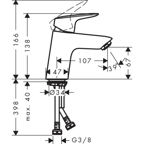 Hansgrohe 71071000 Logis chromowana bateria umywalkowa jednouchwytowa 70 dł. wylewki 10,7 cm