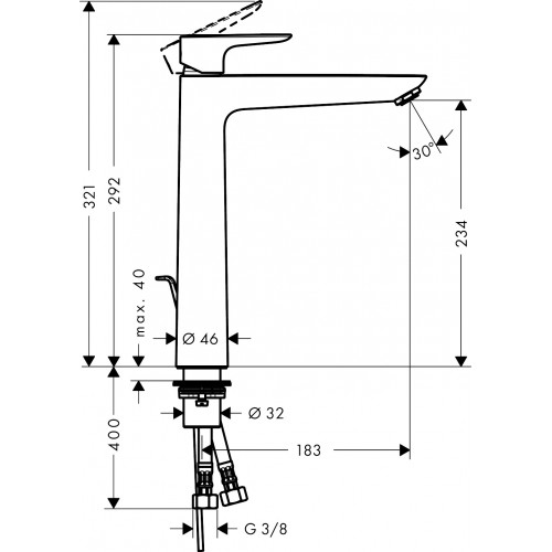 Hansgrohe 71716000 Talis E chromowana bateria umywalkowa jednouchwytowa 240 dł. wylewki 18,3 cm