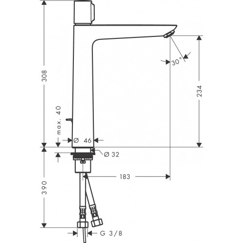 Hansgrohe 71752000 Talis Select E chromowana bateria umywalkowa jednouchwytowa 240 dł. wylewki 18,3 cm