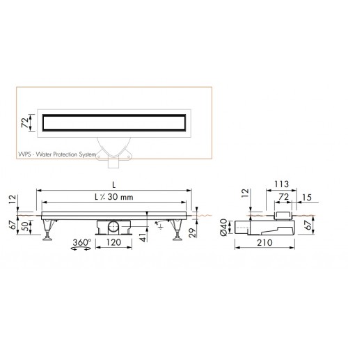 Easy Drain Basic Drain odpływ liniowy pod płytkę 100 cm BD-100-FL-28