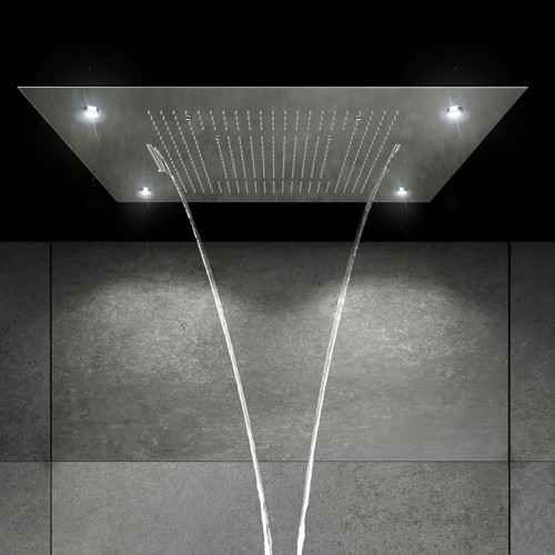 Steinberg 390 6832 stalowa prostokątna deszczownica Sensual Rain z diodami LED 80x60 cm