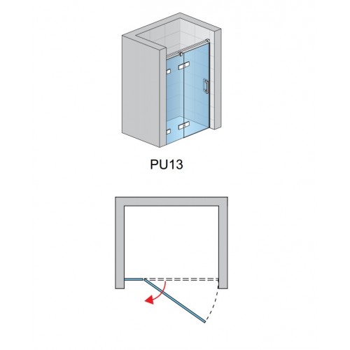 SanSwiss PUR PU13GSM21007 drzwi jednoczęściowe lewe ze ścianką montaż bezprofilowy wymiary do 160xdo 200 cm