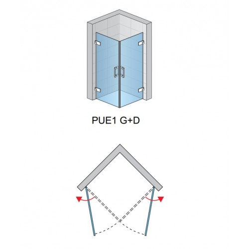 SanSwiss PUR PUE1GSM11007 drzwi narożne jednoczęściowe lewe montaż bezprofilowy 40-100x200 cm