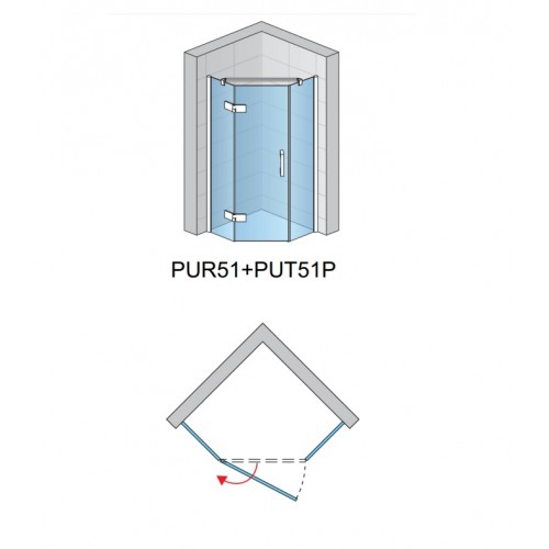 SanSwiss PUR PUT51PSM11007 ścianka boczna z profilem do kabiny pięciokątnej 30-100x200 cm
