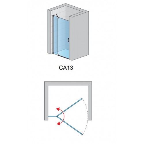 SanSwiss Cadura CA13D1405007 drzwi wahadłowe jednoczęściowe prawe z elementem stałym w linii 140x200 cm