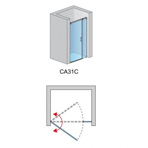 SanSwiss Cadura CA31CD1105007 drzwi wahadłowe jednoczęściowe prawe z ścianką 110x200 cm