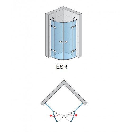 SanSwiss Escura ESR501005007 Kabina prysznicowa półokrągła dwuczęściowa 100x200