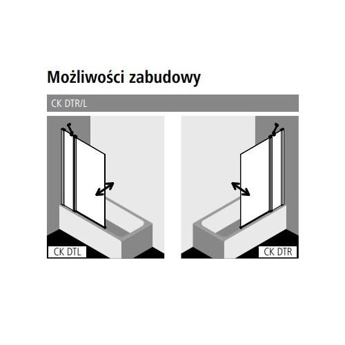 Kermi Cada XS CKDTL10516VPK Parawan wahadłowy lewy z polem stałym