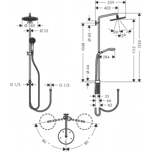 Hansgrohe Croma Select S 26793000 Komplet prysznicowy 280 1jet Reno