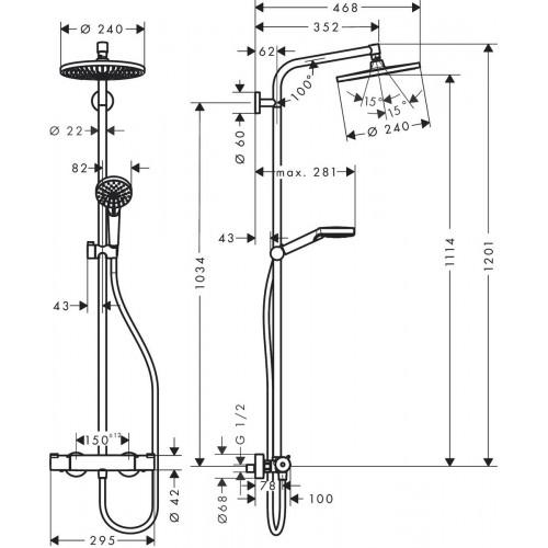 Hansgrohe Crometta S 27267000 Komplet prysznicowy 240 1jet z termostatem