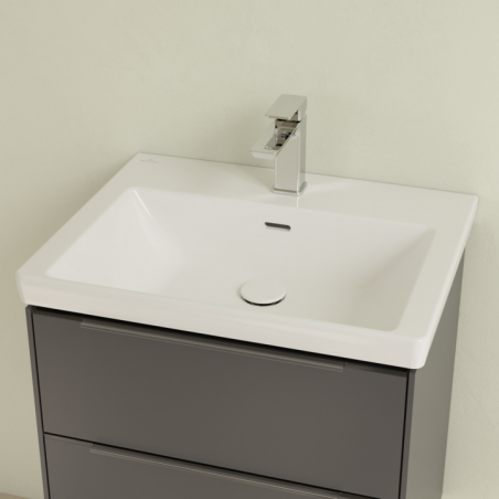 Villeroy & Boch Subway 3.0 zestaw umywalka meblowa z przelewem 60x47 cm + korek push-open 4A706001 + 68170001