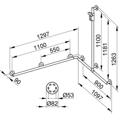 Keuco Plan Care System relingów  109,7/129,7/126,3 cm Chromowany