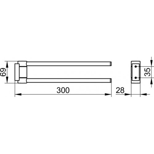 Keuco Plan Dwuramienny Obrotowy Wieszak na Ręcznik Chromowany 30 CM
