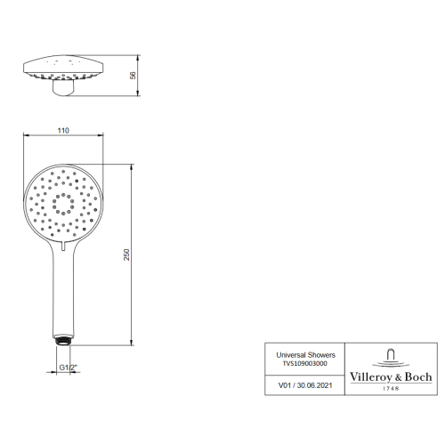 VILLEROY & BOCH UNIVERSAL SHOWERS SŁUCHAWKA PRYSZNICOWA 3-STRUMIENIOWA CHROM TVS10900300061