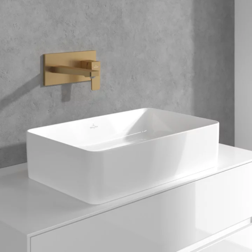 VILLEROY & BOCH ARCHITECTURA SQUARE JEDNOUCHWYTOWA BATERIA UMYWALKOWA BRUSHED GOLD TVW12500300076