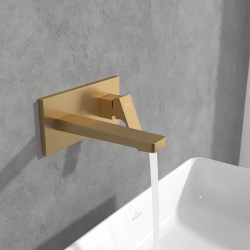 VILLEROY & BOCH ARCHITECTURA SQUARE JEDNOUCHWYTOWA BATERIA UMYWALKOWA BRUSHED GOLD TVW12500300076