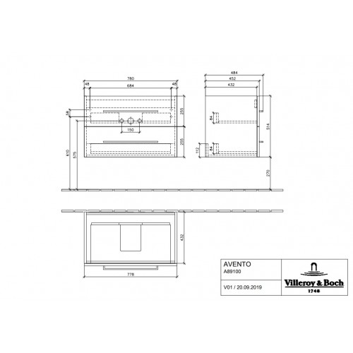 Villeroy & Boch A89100B4 Avento szafka podumywalkowa 78x51,4x45,2 cm crystal white