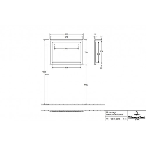 Villeroy & Boch 85652200 Hommage lustro 98,5x74x3,7 cm