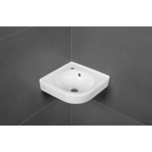 Villeroy & Boch 73103201 O.Novo umywalka narożna wisząca z przelewem 32 cm dł. boczna Weiss Alpin