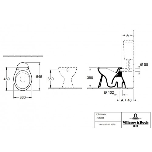 Villeroy & Boch 7618R101 O.Novo lejowa miska WC bez kołnierza wewnętrznego 36x55 cm Weiss Alpin