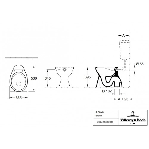 Villeroy & Boch 7619R101 O.Novo lejowa miska WC bez kołnierza wewnętrznego z półką 36x52,5 cm Weiss Alpin