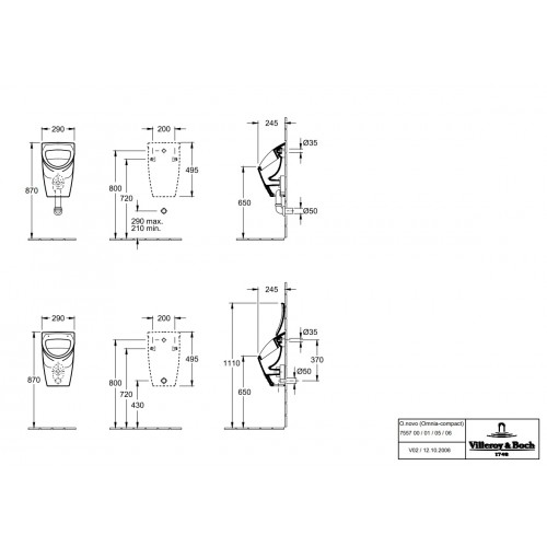 Villeroy & Boch 755701R1 O.Novo pisuar z otworami na pokrywę 29x49,5x24,5 cm Weiss Alpin Ceramic Plus