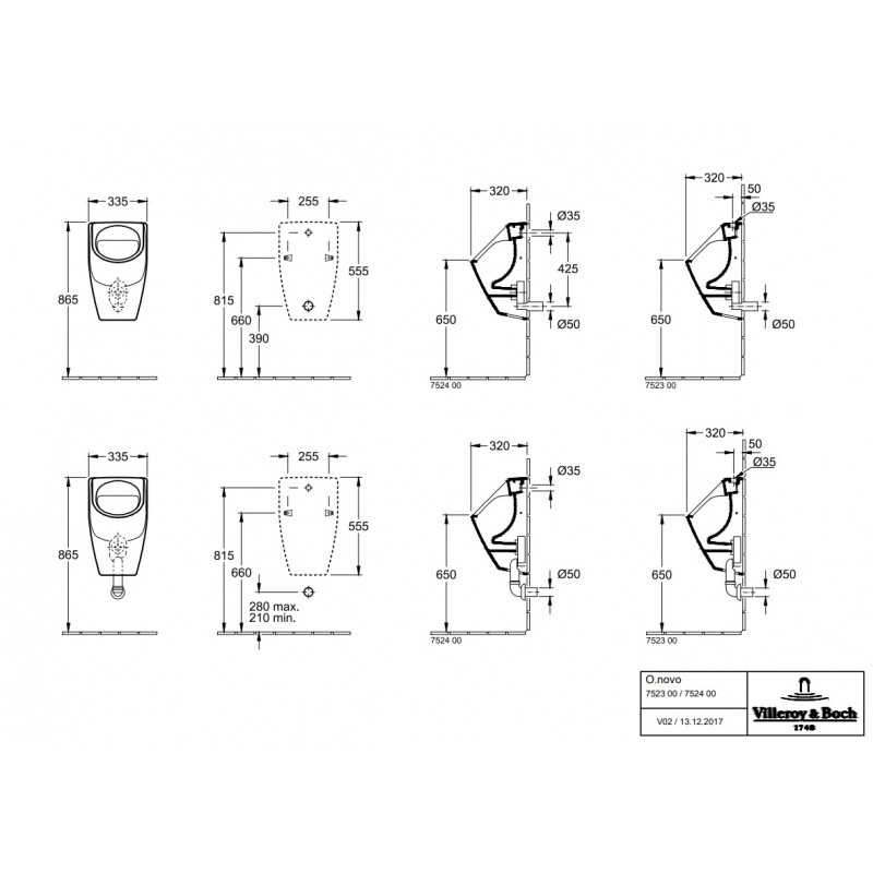 Villeroy & Boch 75240001  O.Novo pisuar 33,5x56x32 cm Weiss Alpin