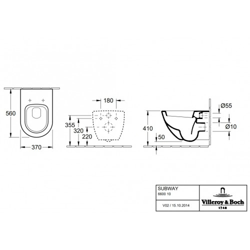 Villeroy & Boch 66031001 Subway miska WC z półką 37x56 cm Weiss Alpin