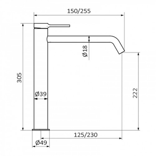 GRB 47552427 Time czarno-złota bateria umywalkowa dł. wylewki 12,5 cm