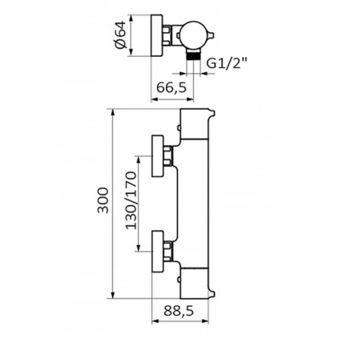 GRB 47310470 Time chromowana bateria termostatyczna natryskowa natynkowa