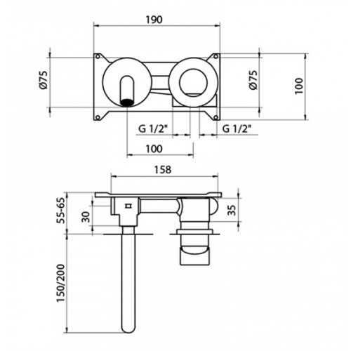 GRB 75535706 Aura chromowano-różowa bateria umywalkowa podtynkowa dł. wylewki 15 cm